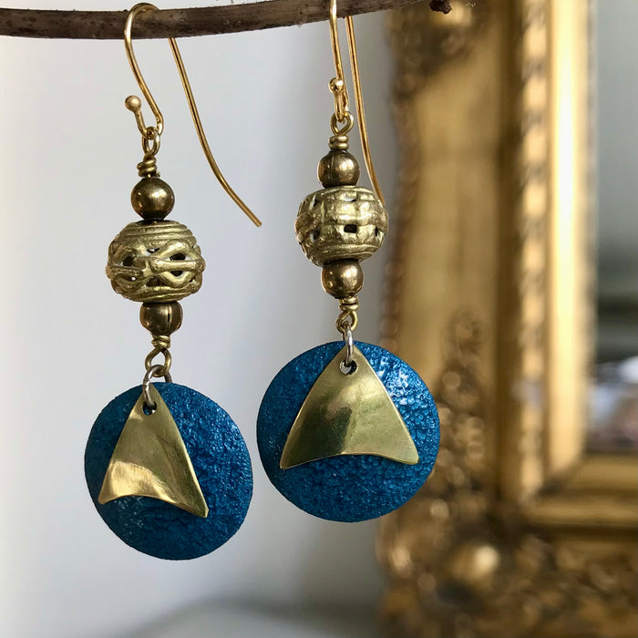 Upcycled brass earrings