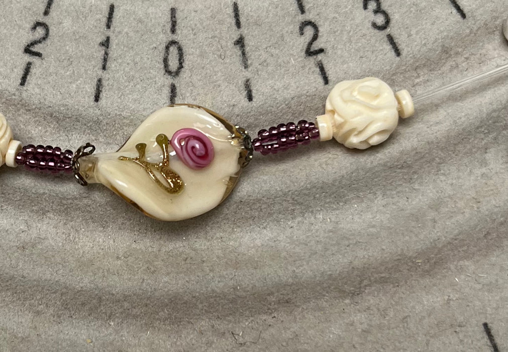 Necklace with vintage Murano beads and bone beads