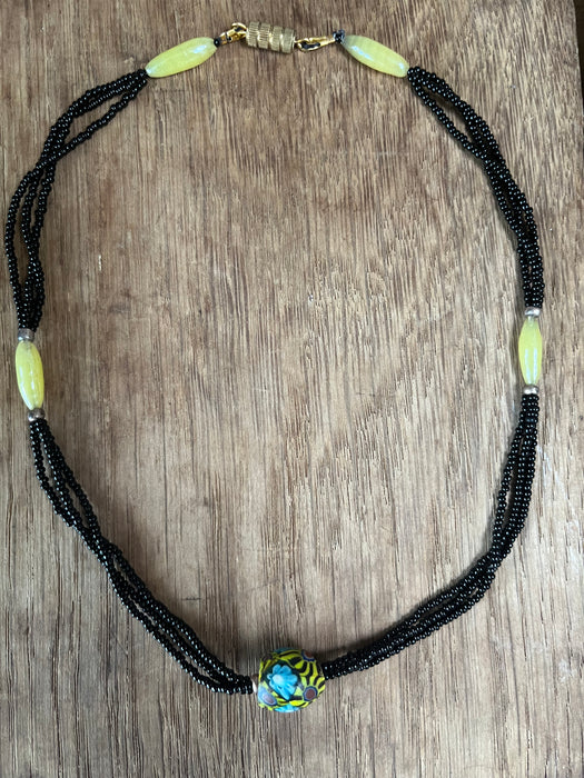 Necklace with three types of old Murano beads