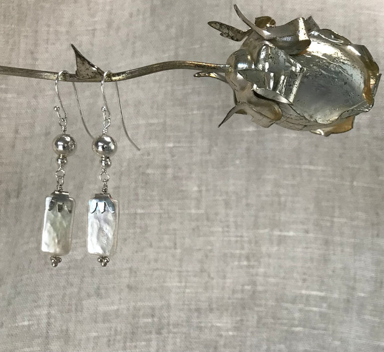 Handmade silver earrings with freshwater pearls